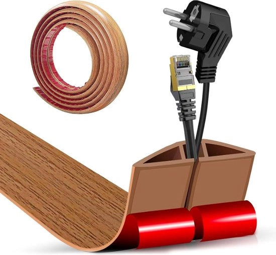 Cavo in PVC a forma di tubo a sezione rettangolare 5 cm x 3 m, autoadesivo per protezione dei cavi - copertura per cavi elettrici - cavo a forma di tubo semicircolare per protezione dei cavi