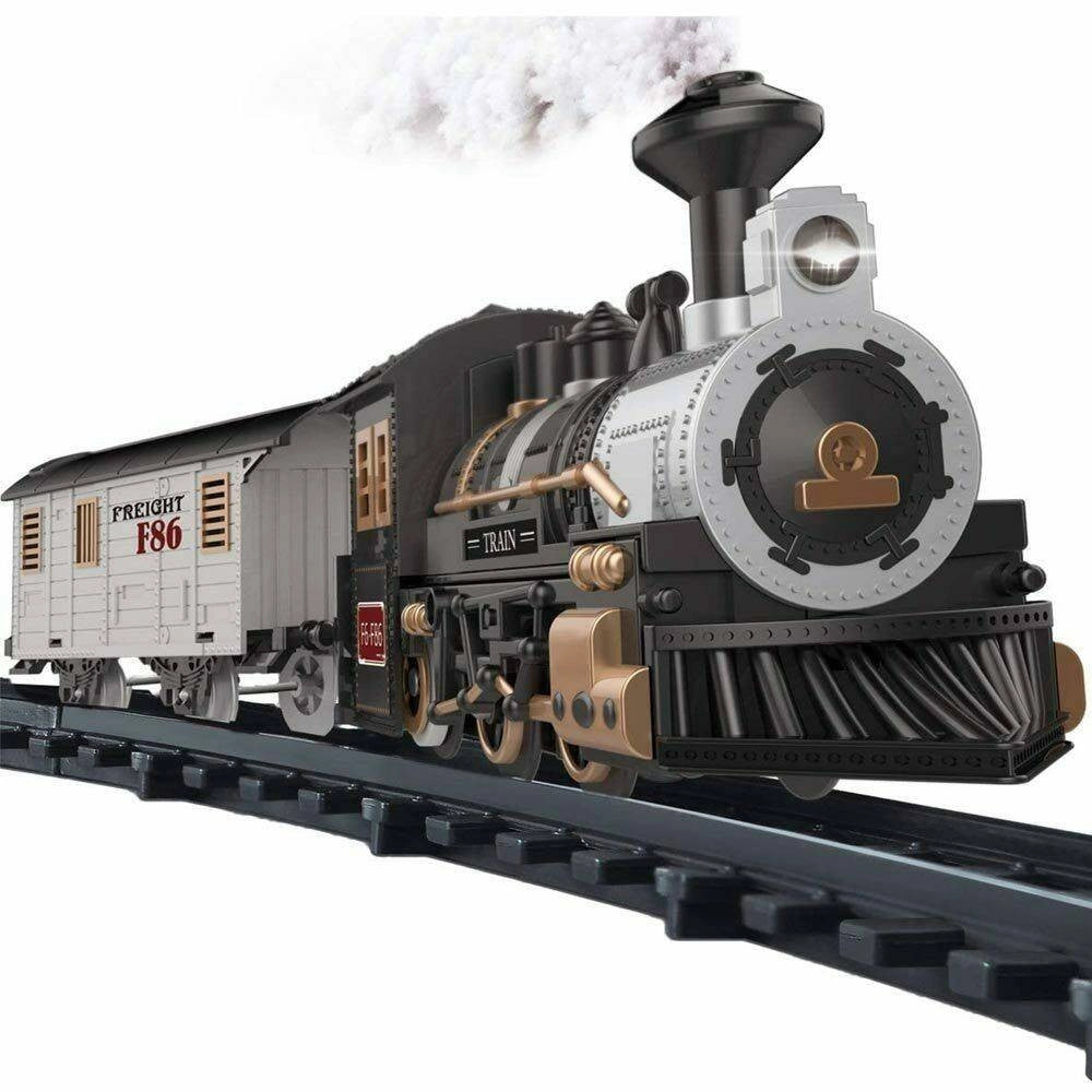Trade Shop - Pista Trenino Giocattolo Bambini Treno Locomotiva Con Luce E Suoni Vagone Merci -