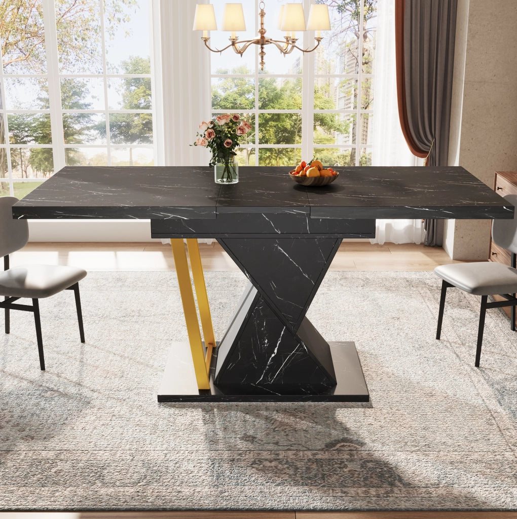 Tavolo da pranzo allungabile nero 110-140x80 cm