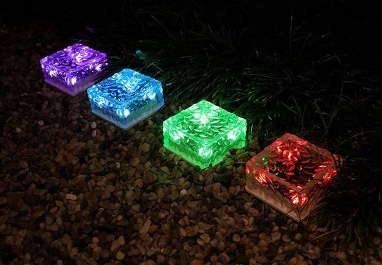 Illuminazione esterna solare per terrazzo, illuminazione per giardino, illuminazione per pavimento con piastrelle in laterizio, illuminazione di ambientazione per giardino, lampada a incasso quadrata impermeabile (7,8 cm x 4,7 cm)
