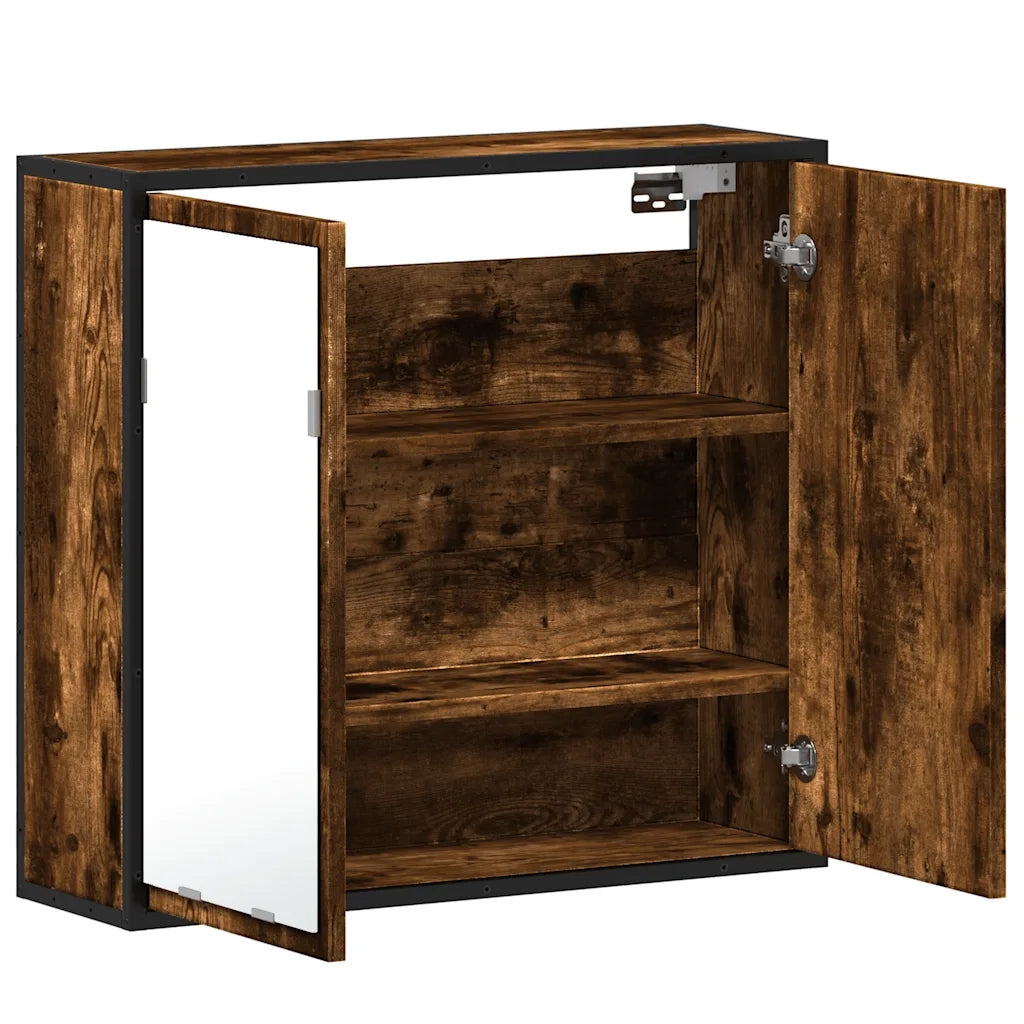 vidaXL Mobile Bagno Specchio Rovere Fumo 65x20x60 cm Legno Multistrato