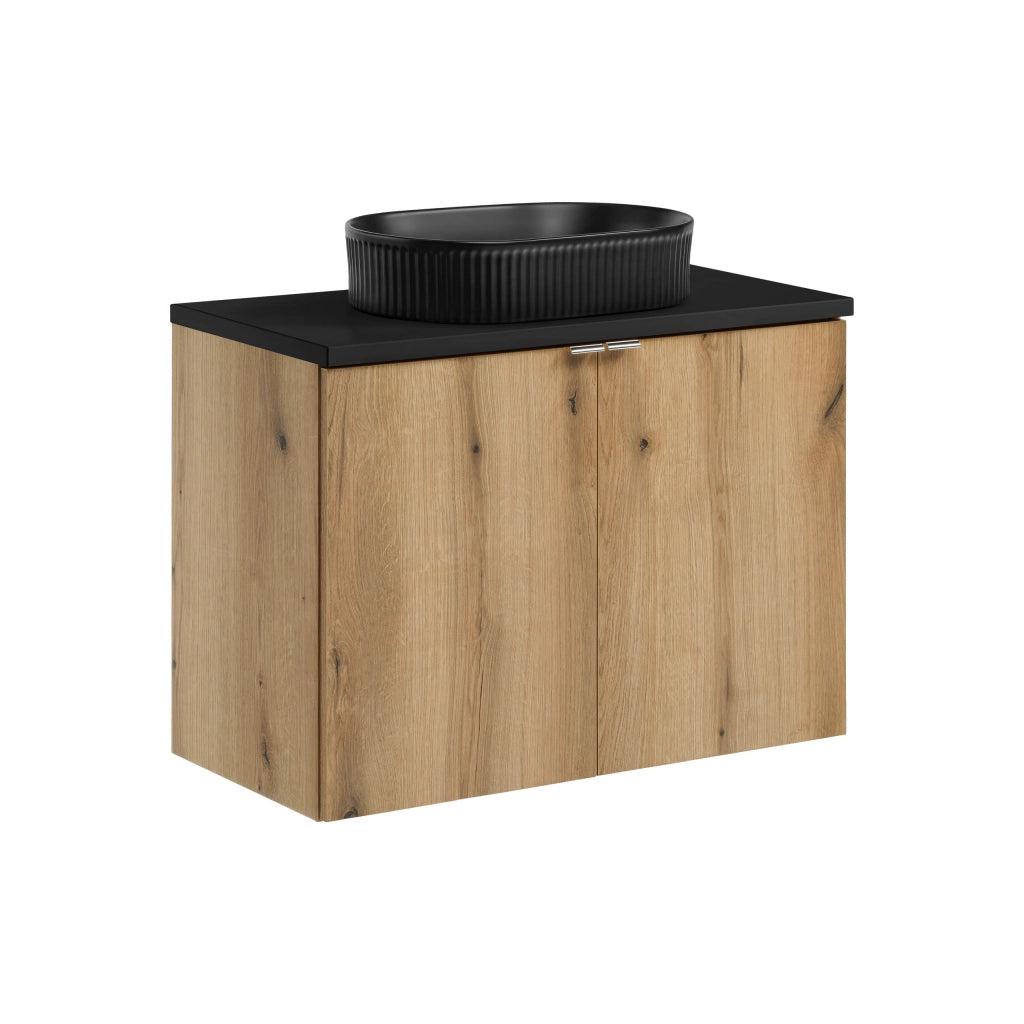 Set mobili bagno 80 cm con piano e lavabo da appoggio Beyond Nova Oak 80 x 1401 x 40 cm