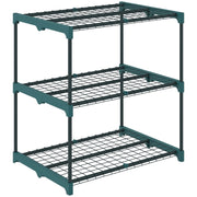 Supporto per piante a 3 livelli, alto 72 cm, supporto per fiori per interni ed esterni, ripiano in acciaio, verde scuro.