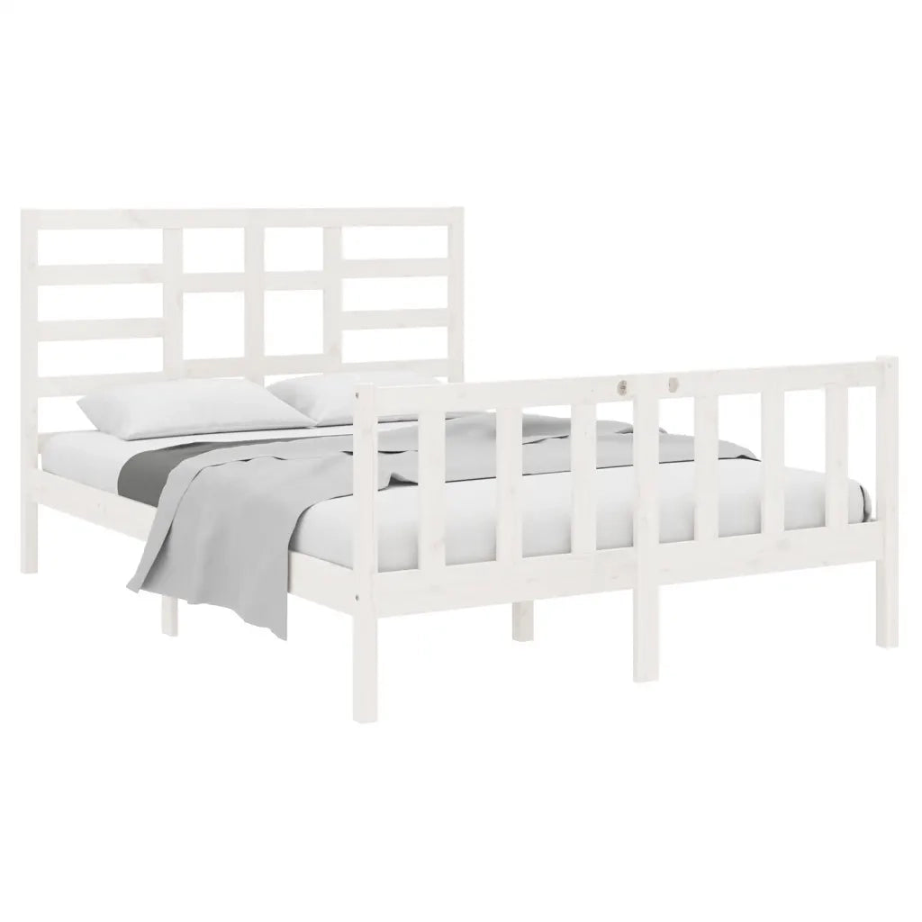 Giroletto-Struttura Letto Bianco in Legno Massello 140x190 cm 862895