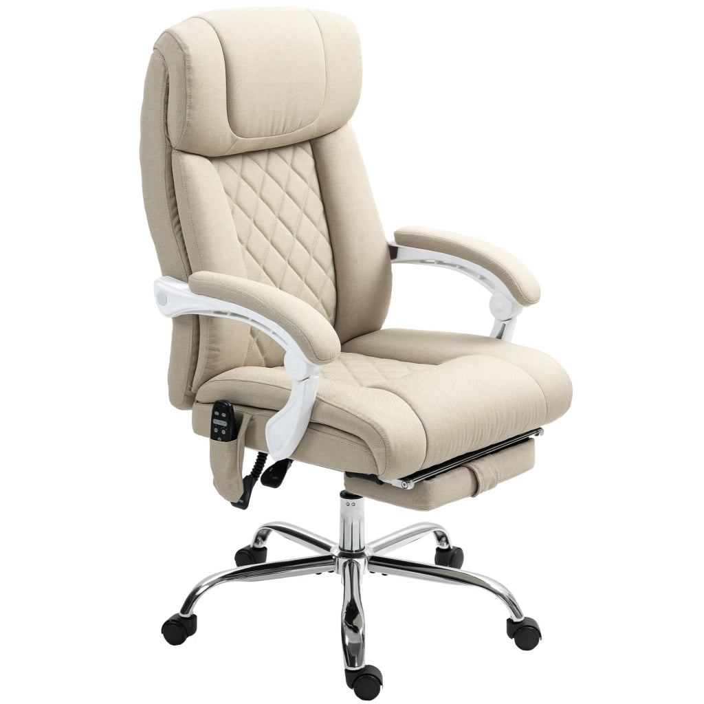 Sedia da ufficio con schienale alto reclinabile, calore lombare e poggiapiedi ¨C zephmum ¨C beige 66x70x112-120 cm