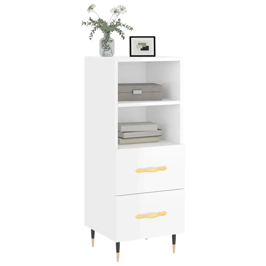 Credenza-Buffet-Armadio da cucina Bianco Lucido 34,5x34x90 cm in Legno Multistrato 630356