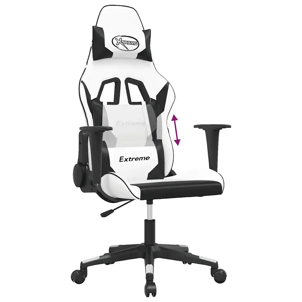 vidaXL Sedia da Gaming Bianco e Nero in Similpelle