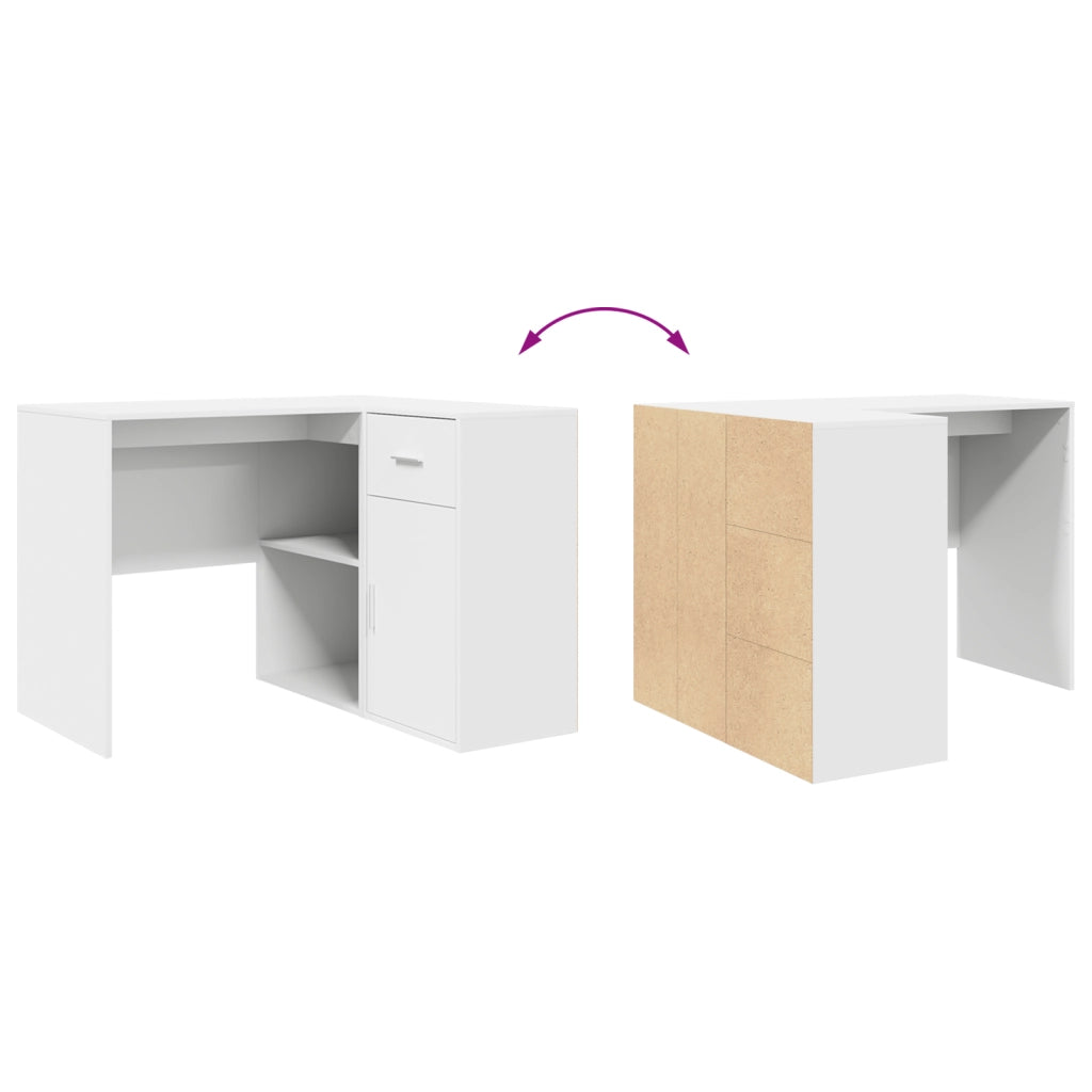 Scrivania Angolare Bianca 102x88x75 cm Legno Ingegnerizzato