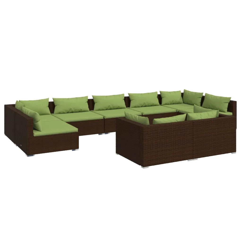 Set Divani da Giardino 9 pz con Cuscini in Polyrattan Marrone cod mxl 35832