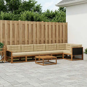Set di divani da esterno con cuscino 7 pcs Naturale e Beige 3382616