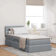 Letto con contenitore LED e materasso Grigio Chiaro 90 x 200 cm