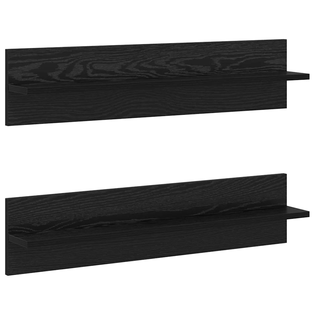 vidaXL Scaffali da parete 2 pcs Rovere nero 80 x 11.5 x 18 cm