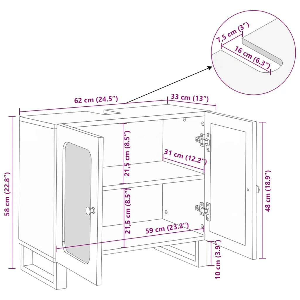 Armadio per Lavabo da Bagno con porta Marrone 62 x 33 x 58 cm 4018063