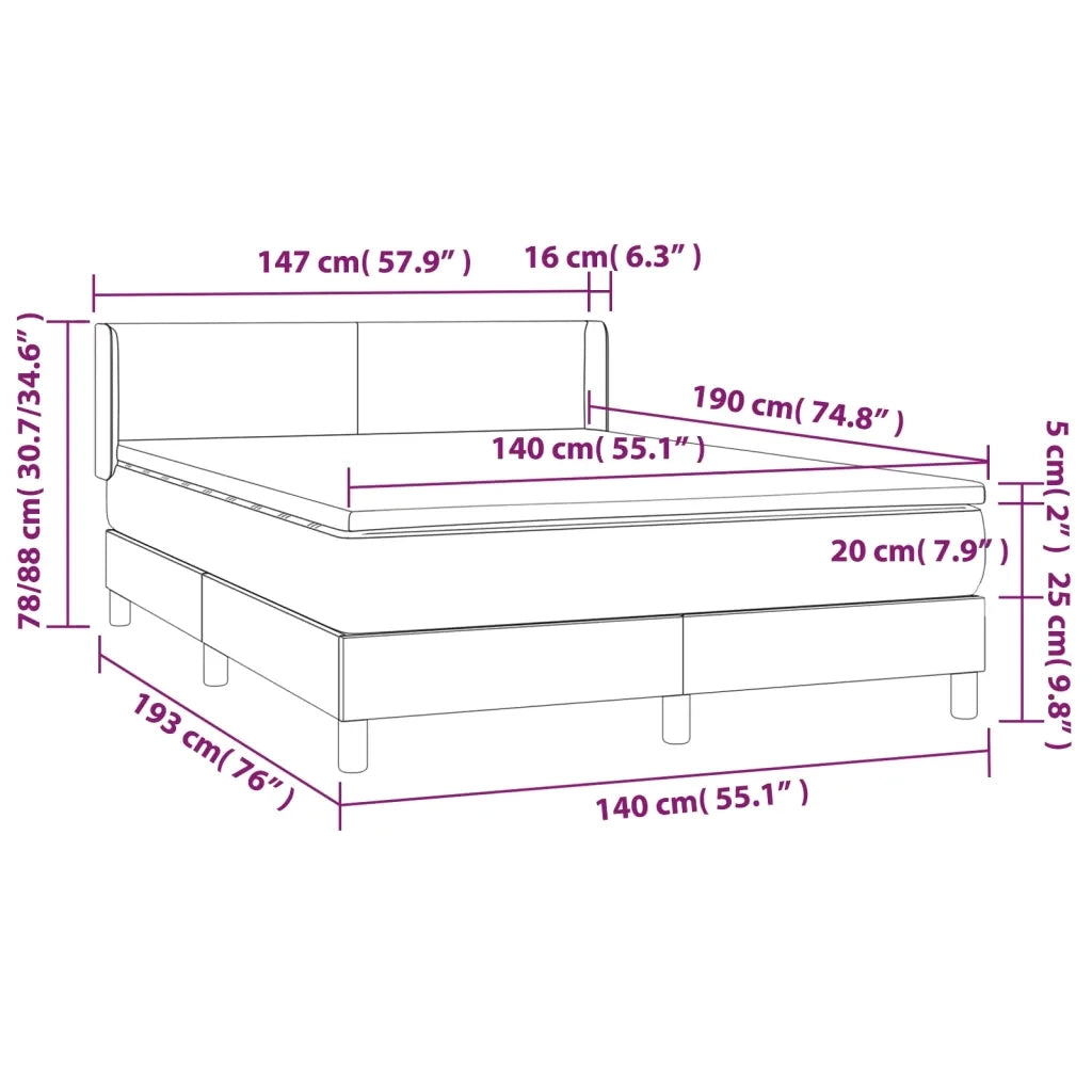 Giroletto a Molle con Materasso Nero 140x190 cm in Tessuto