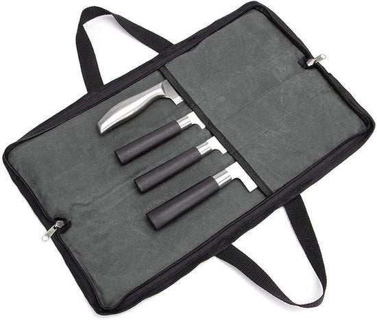 Tas di stoccaggio per coltelli da cucina e da tavola - Opbergtas voor koks - Color grigio - Tas con maniglia e cinghia a spalla - Adatto a entrambi i sessi