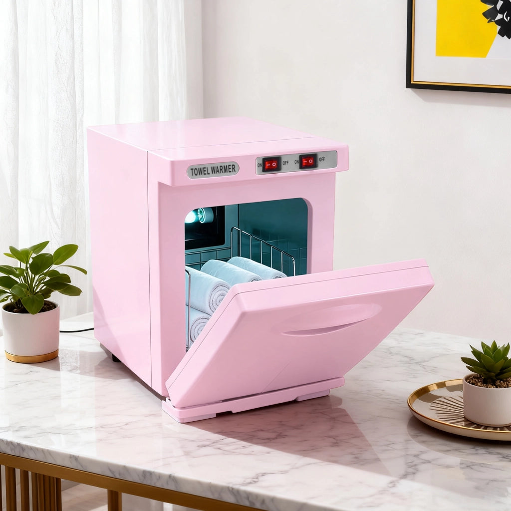ZMH Scaldasalviette rosa 5L scaldasalviette rotante a 360° asciugasalviette UV per saloni di bellezza e spa