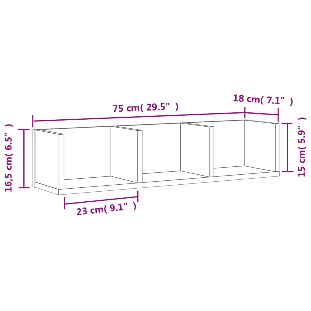 Mobile Pensile Grigio Sonoma 75x18x16,5 cm in Legno Multistrato