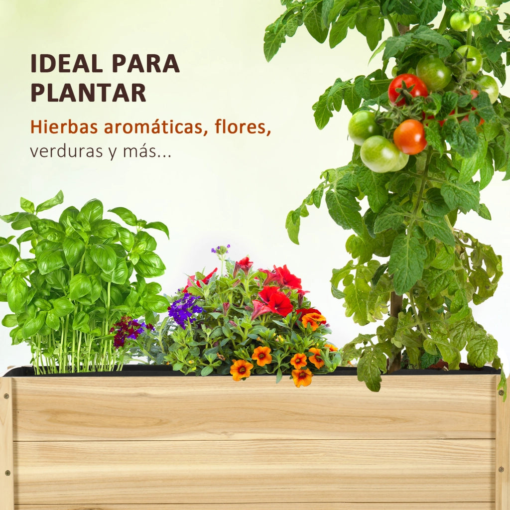 Fioriera Giardino Legno con Drenaggio e Telo ¨C zephmum ¨C 89x48x47 cm Naturale