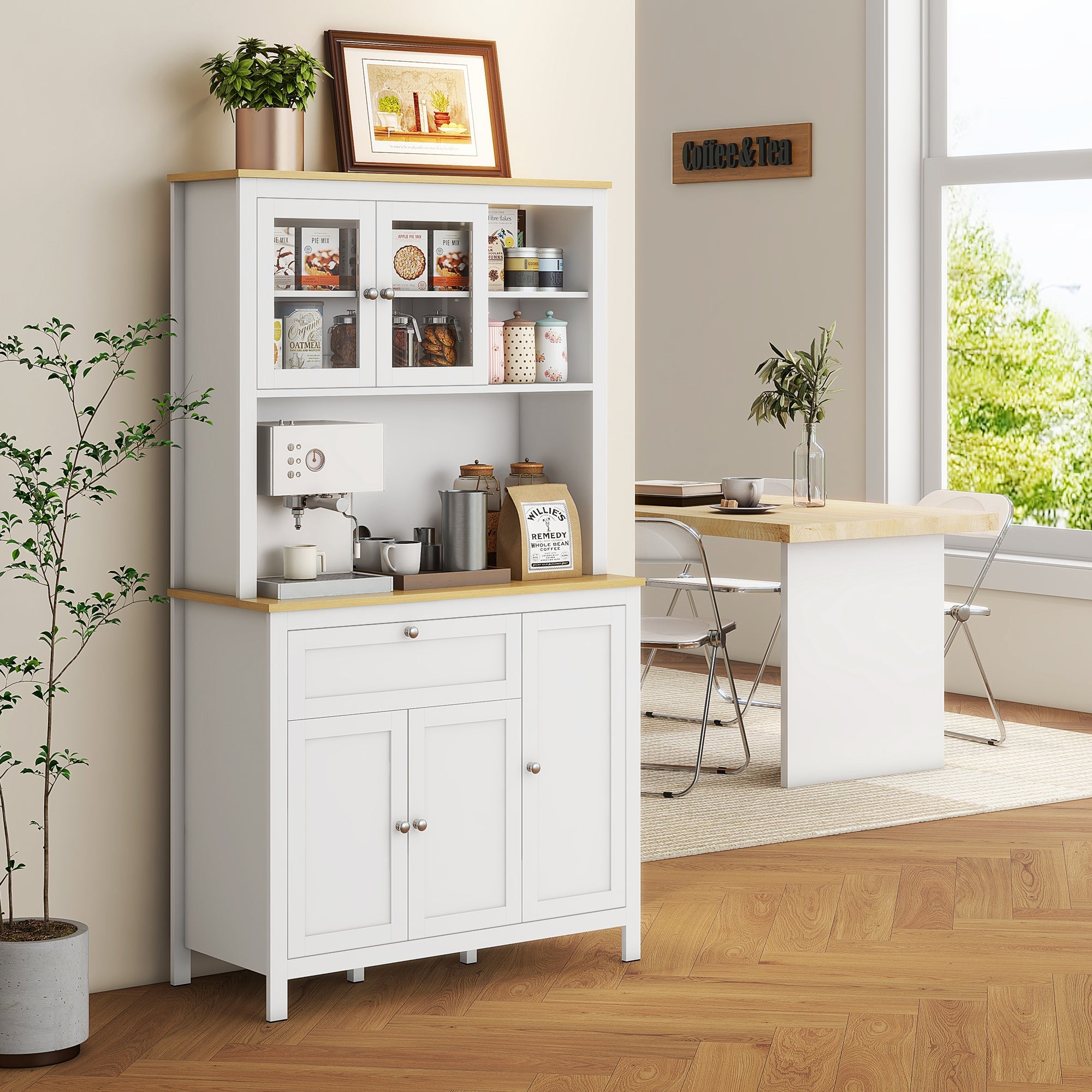 Credenza Dispensa Cucina Armadietti con Mensole Regolabili 100x40x180 cm Bianco