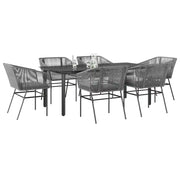 Set da Pranzo da Giardino 7 pz con Cuscini Polyrattan Vetro 3334630