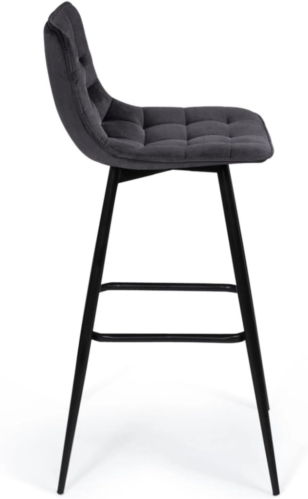 Set di 4 sgabelli da bar MADY in velluto grigio scuro
