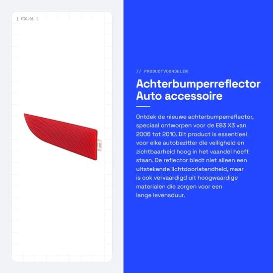 Riflettore posteriore - Accessorio auto - Qualità PMMA - Adatto per E83 X3 - Lente riflettore di luce - Sostituzione diretta