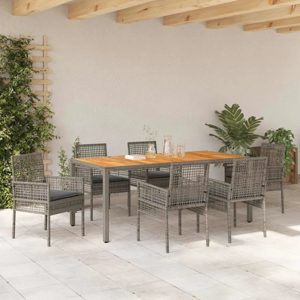 Set da Pranzo per Giardino 7 pcs Grigio polyrattan 3334913