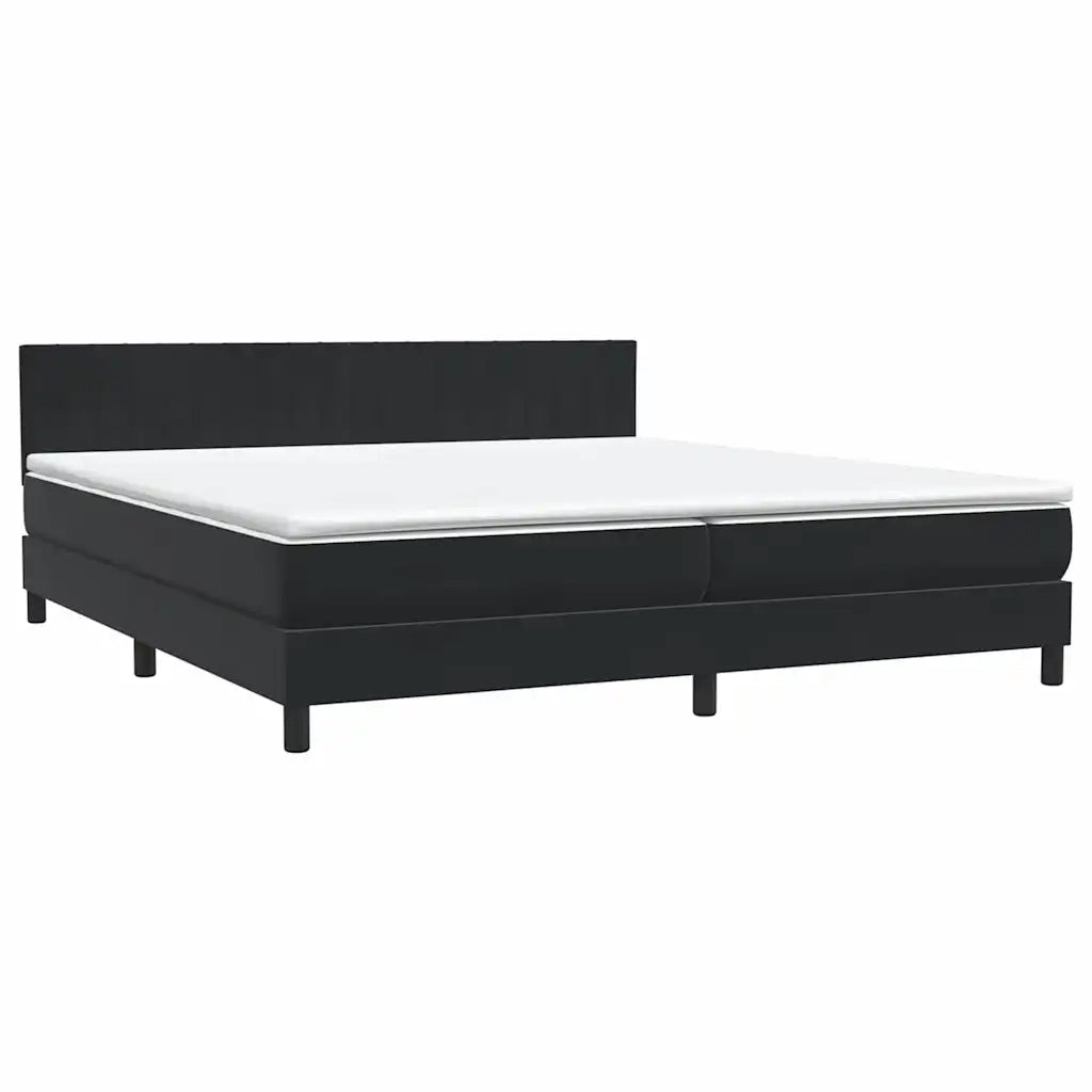 Giroletto a Molle con Materasso Nero 200x220 cm in Velluto 3316469
