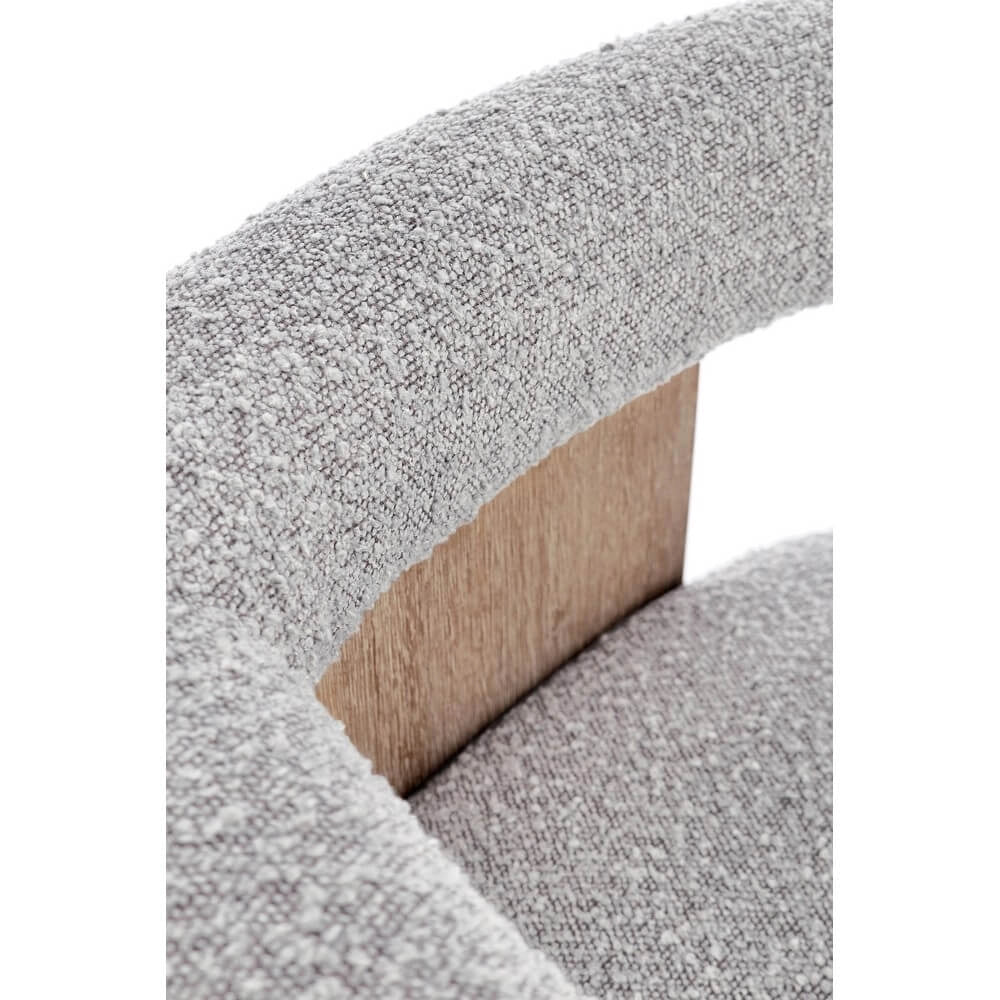 Sedia con Braccioli in Tessuto Bouclé e Struttura in Legno Nero - GORDON