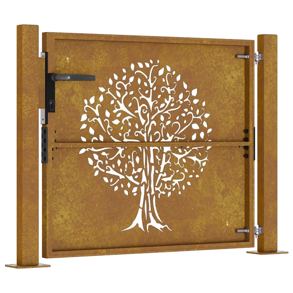 Cancello da giardino 100x75 cm in acciaio Corten con design ad albero CFW6485256
