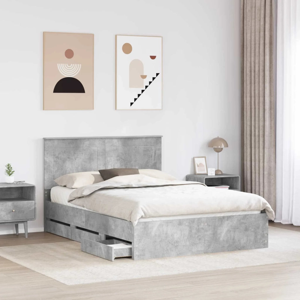 Struttura del letto con cassetto Grigio cemento 160 x 200 cm