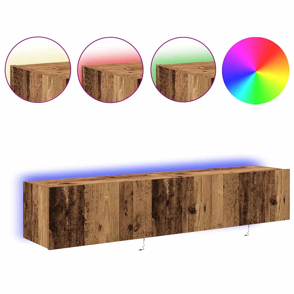 Mobile TV da parete con LED 2 pcs Legno vecchio 80 x 35 x 31 cm 863105