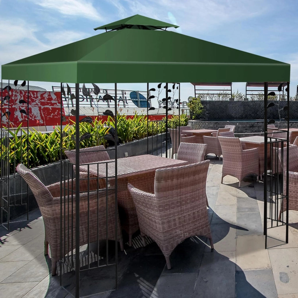 Tetto Gazebo di Ricambio per Gazebo, 3 x 3 m, per Giardino, Balcone, Spiaggia, Impermeabile, Doppio Tetto, Verde Scuro