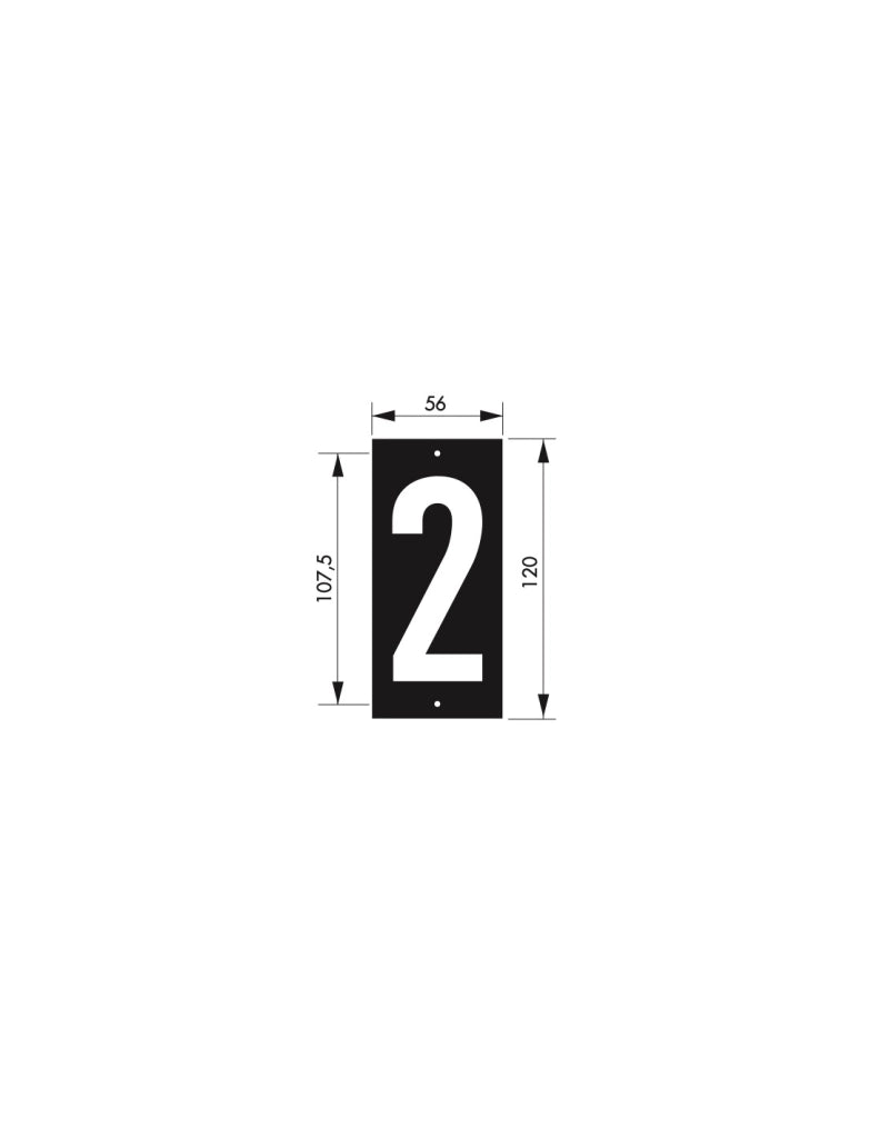 Targa numerica 56 x 130 mm con numero "2", da avvitare – THIRARD