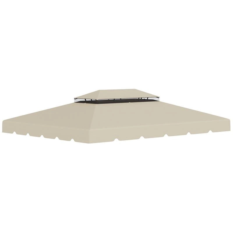TETTUCCIO DI RICAMBIO PER GAZEBO DA GIARDINO 3X4M CON TETTO A 2 LIVELLI IN POLIESTERE BEIGE