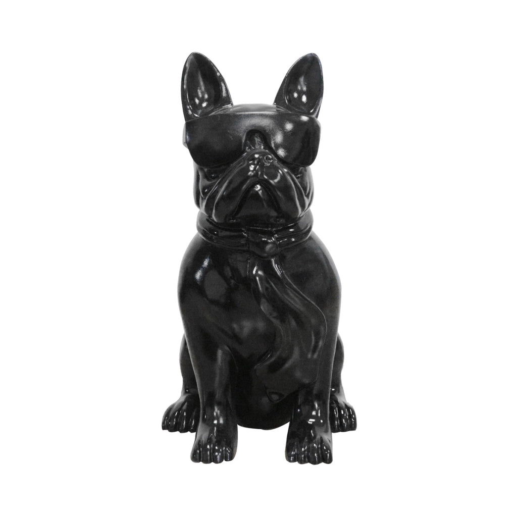Scultura Bulldog Francese con Occhiali da Sole Nera