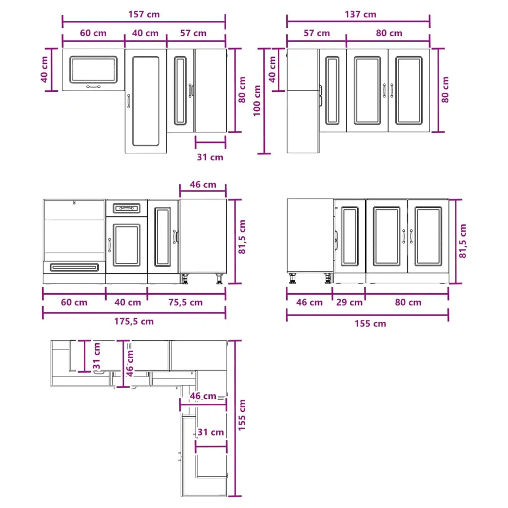 Unità Cucina KALMAR 8 pcs Sonoma grigio Legno ingegnerizzato 3438387