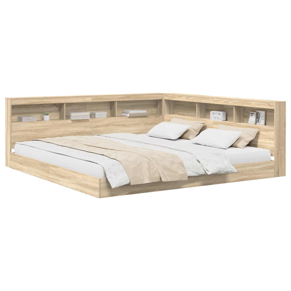 Letto a libreria rovere Sonoma 180x200 cm in legno ingegnerizzato
