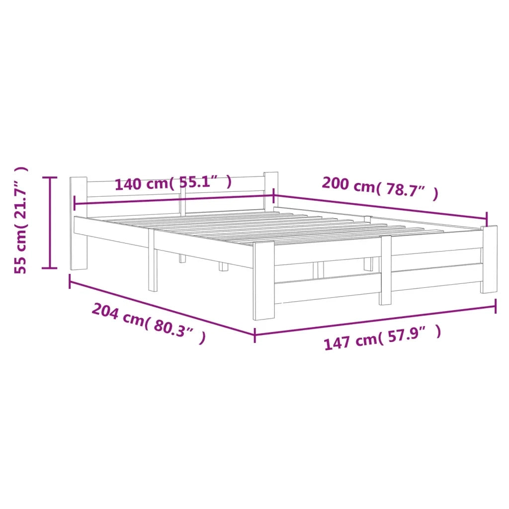 Giroletto senza Materasso-Struttura Letto 140x200 cm in Legno Massello di Pino 790776