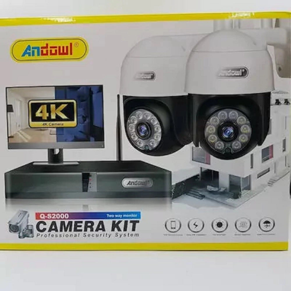 Trade Shop - Kit 2 Telecamere Wi-fi Ptz 4k Con Registratore Nvr Sistema Di Sicurezza Q-s2000 -