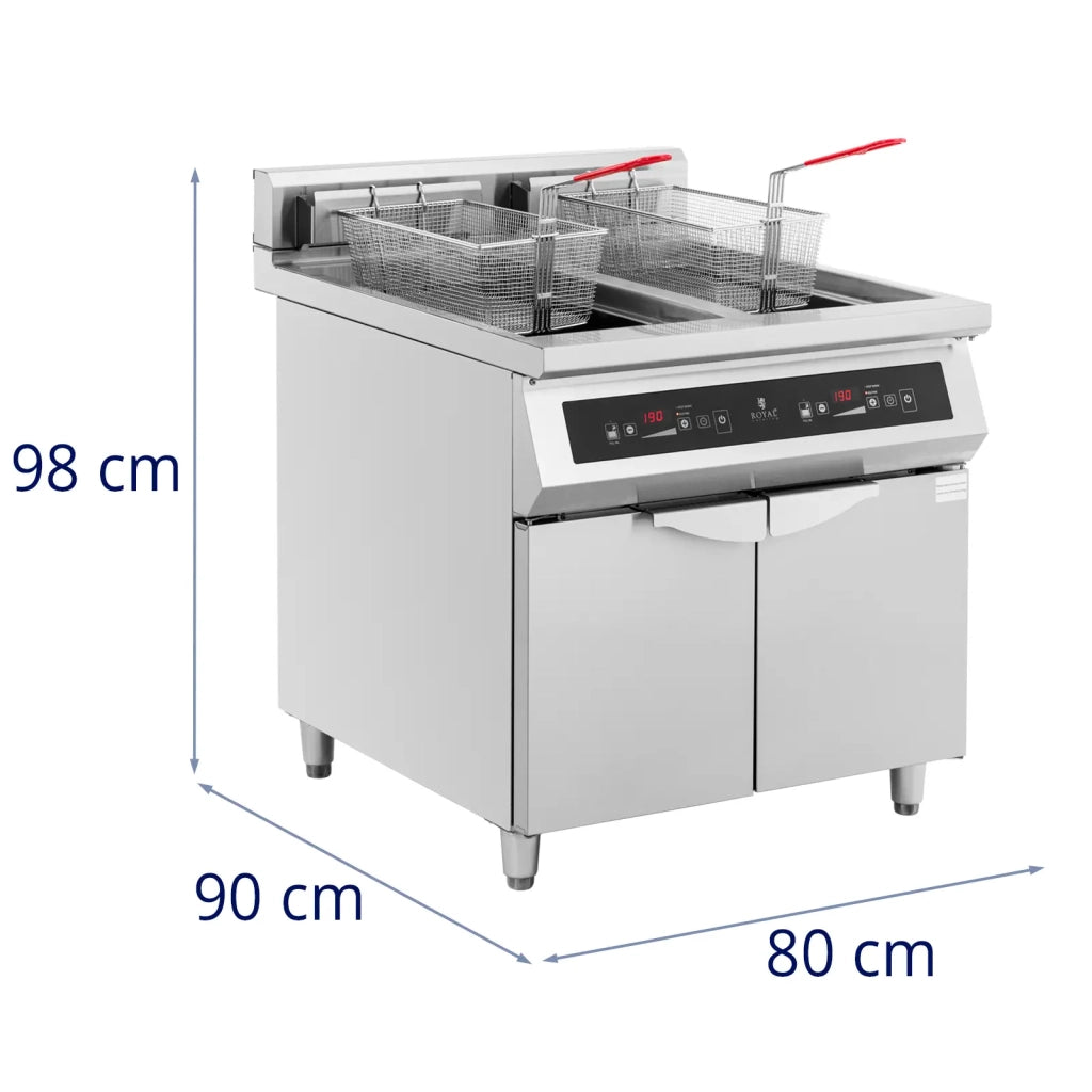 Friggitrice professionale a induzione 2 x 30 litri 60 a 190 °C acciaio inox 14_0009093