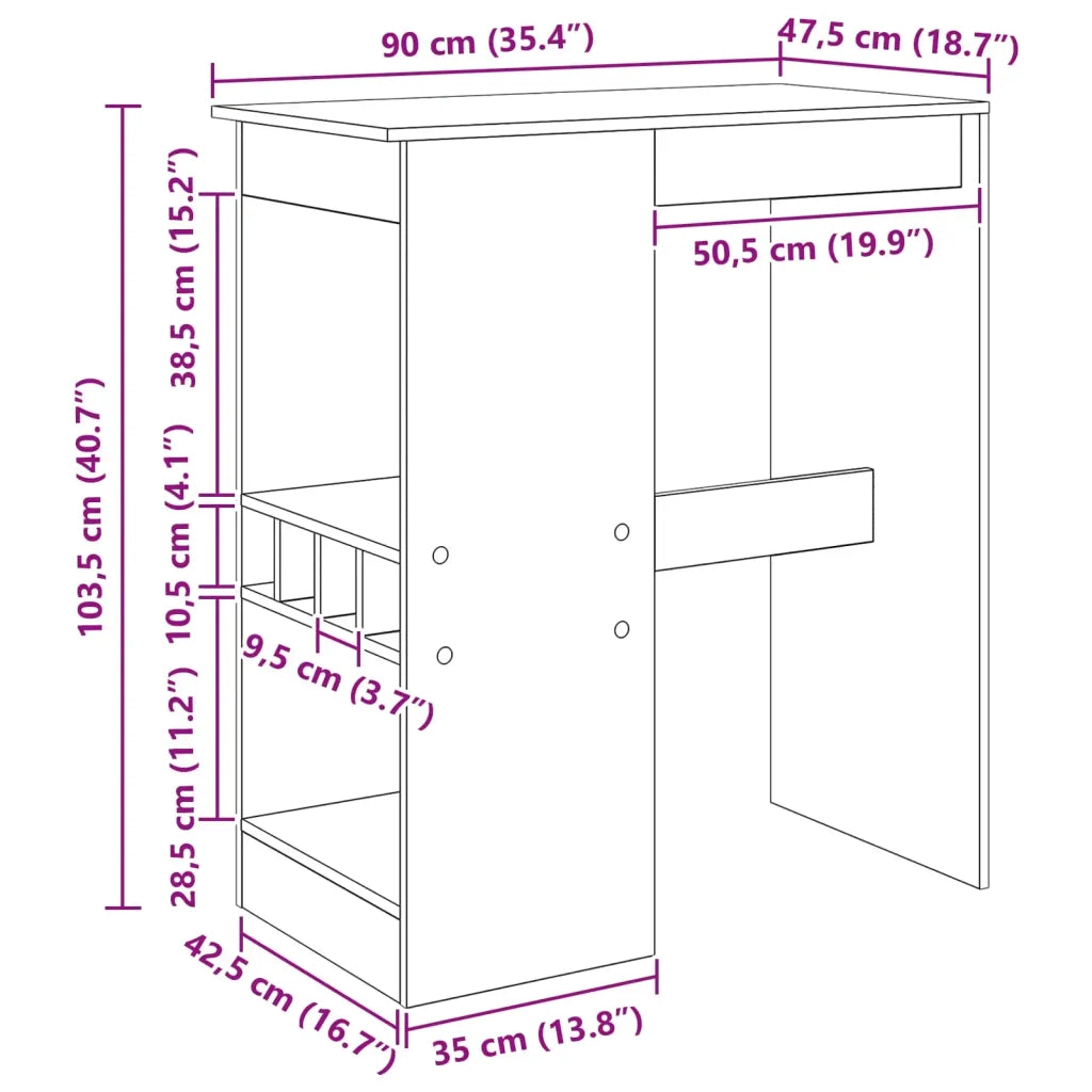 Tavolo da bar con lo scaffale Rovere Nero 90 x 47.5 x 103.5 cm 8003917