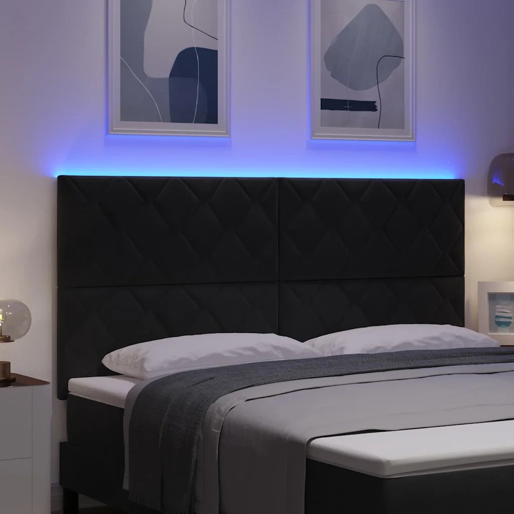 Testiera LED Nero 180 cm Velluto 3338549