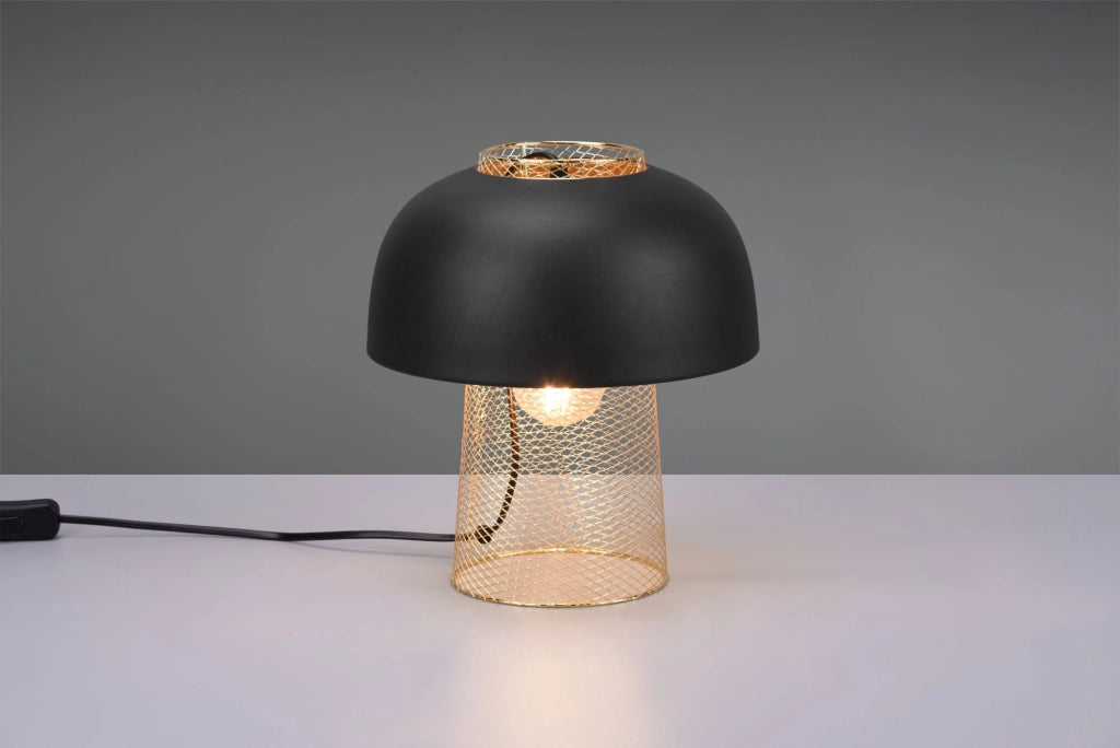PUNCH LAMPADA DA TAVOLO IN METALLO NERO E ORO H. 28CM 1 LUCE ATTACCO E27