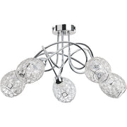 Plafoniera glamour VERA cromata con cristalli 5xE14 Alfa