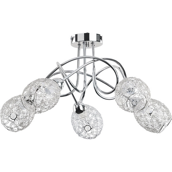 Plafoniera glamour VERA cromata con cristalli 5xE14 Alfa