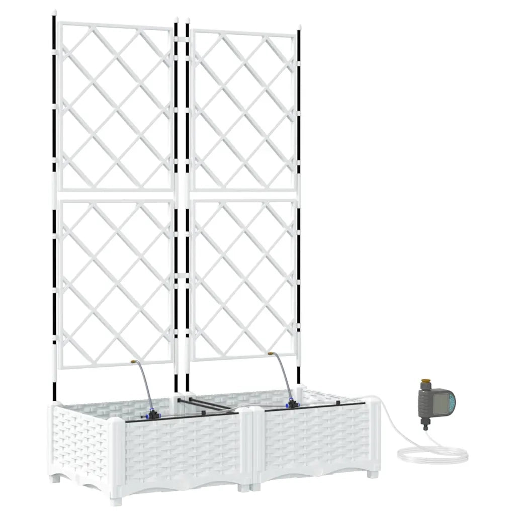 2 pz Fioriere | Cassetta per fiori | Vaso da giardino Bianco 80 x 40 x 126 cm Plastica