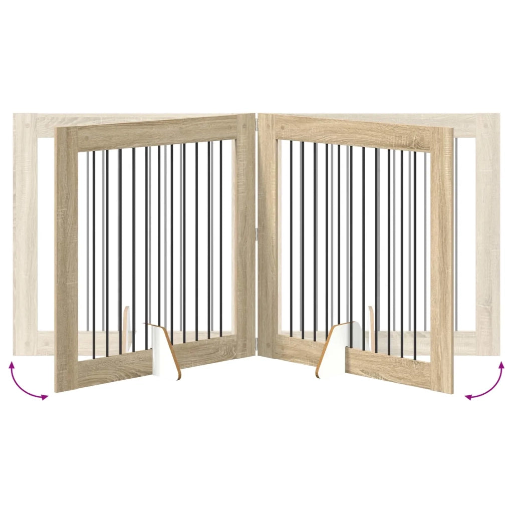 Cancello per cani con supporti 2 pcs Rovere Sonoma 100 x 100 cm 892026