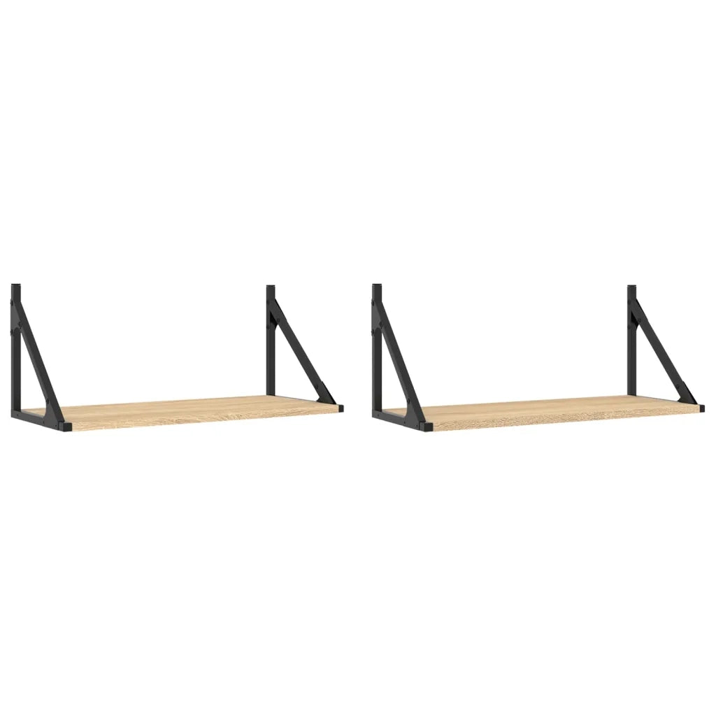 2 pz Mensole Parete | Mensola sospesa Rovere Sonoma 60x25x25,5cm Legno Multistrato