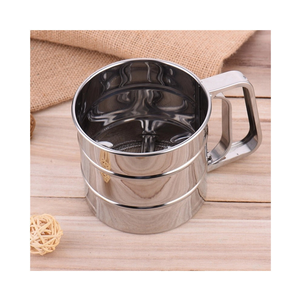 Trade Shop - Setaccio Da Cucina Per Farina E Zucchero A Velo Acciaio Inox Spolverare 250 Gr -